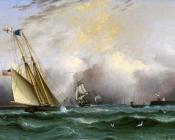 詹姆斯 E 巴特斯沃思 : Schooner Columbia off Portsmouth Harbor, England